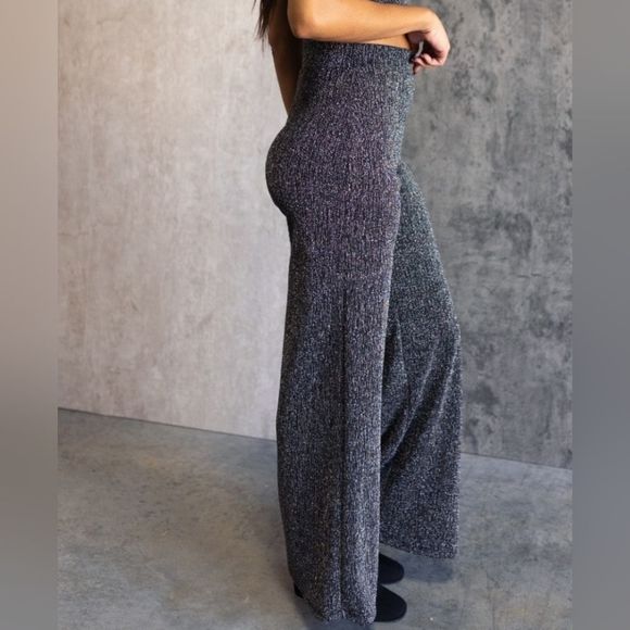 Rokoko Wide Leg Metallic Black Multicolored High Waist Pants Sz. Small - Picture 3 of 14